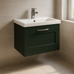 Bathroom  1 Drawer Wall Hung Mid Edge Basin Unit - New Milton Solid Wood