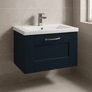Bathroom 1 Drawer Wall Hung Minimalist Basin Unit - Express Cambridge Solid Wood
