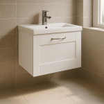 Bathroom  1 Drawer Wall Hung Rear Tap Basin Unit - New Milton Solid Wood