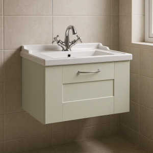 Bathroom 1 Drawer Wall Hung Traditional Basin Unit - Express Cambridge Solid Wood