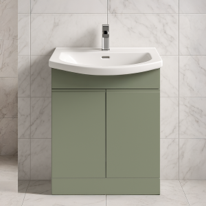 Freestanding Bathroom 2 Door Curved Basin Unit - Selborne