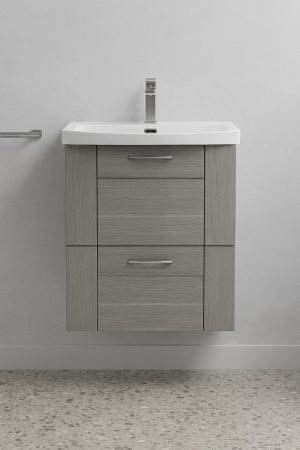 Bathroom 2 Drawer Wall Hung Curve Basin Unit - Express Cambridge Solid Wood