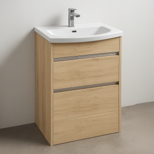 Freestanding  Bathroom 2 Drawer Curve Basin Unit - True Rail