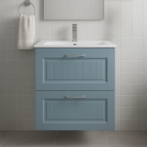 Bathroom 2 Drawer Wall Hung Minimalist Basin Unit - Chawton