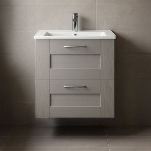 Bathroom 2 Drawer Wall Hung Minimalist Basin Unit - Express Cambridge Solid Wood