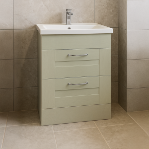 Freestanding Bathroom 2 Drawer Mid Edge Basin Unit - New Milton Solid Wood