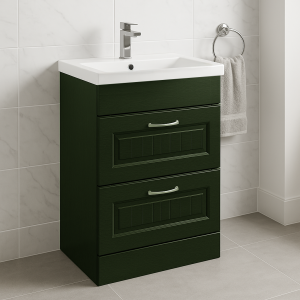 Freestanding Bathroom 2 Drawer Rear Tap Basin Unit - Chawton