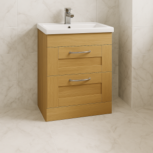 Freestanding Bathroom 2 Drawer Rear Tap Basin Unit - New Milton Solid Wood