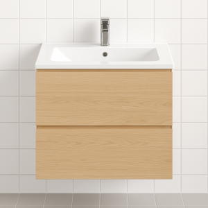 Bathroom 2 Drawer Wall Hung Minimalist Basin Unit - Selborne