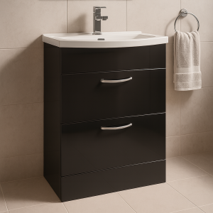 Freestanding Bathroom 2 Drawer Curve Basin Unit - Lymington Acrylic