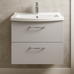 Bathroom  2 Drawer Wall Hung Curve Basin Unit - Lymington Acrylic
