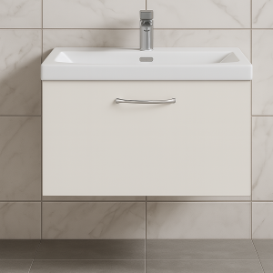 Bathroom 1 Drawer Wall Hung Mid Edge Basin Unit - Lymington Acrylic