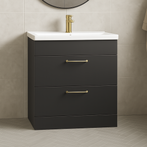 Freestanding Bathroom 2 Drawer Mid Edge Basin Unit - Lymington Acrylic
