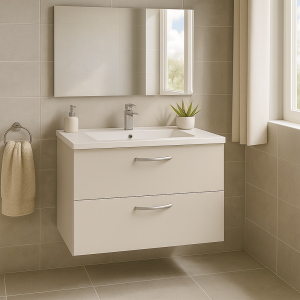 Bathroom 2 Drawer Wall Hung Minimalist Basin Unit - Lymington Acrylic