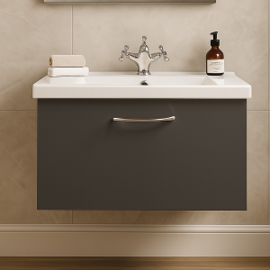 Bathroom 1 Drawer Wall Hung Rear Tap Basin Unit - Lymington Acrylic