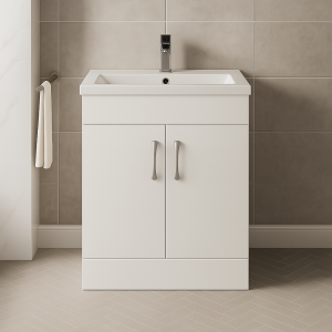 Freestanding Bathroom 2 Door Rear Tap Basin Unit - Lymington Acrylic