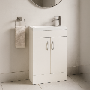 Freestanding Bathroom 2 Door Side Tap Basin Unit - Lymington Acrylic