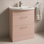 Freestanding  Bathroom 2 Drawer Curve Basin Unit - Meon