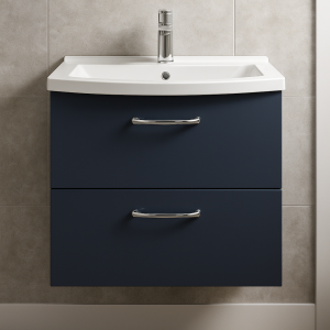 Bathroom 2 Drawer Wall Hung Curve Basin Unit - Meon
