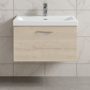 Bathroom 1 Drawer Wall Hung Mid Edge Basin Unit - Meon