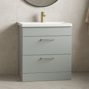 Freestanding Bathroom 2 Drawer Mid Edge Basin Unit - Meon