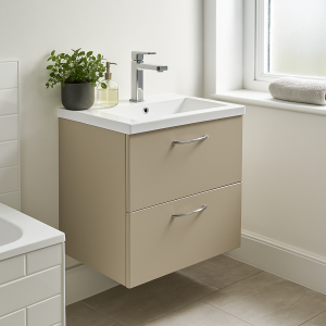 Bathroom 2 Drawer Wall Hung Mid Edge Basin Unit - Meon