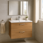Bathroom  2 Drawer Wall Hung Minimalist Basin Unit - Meon