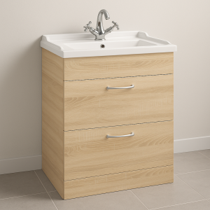 Freestanding Bathroom 2 Drawer Traditional Basin Unit - Meon