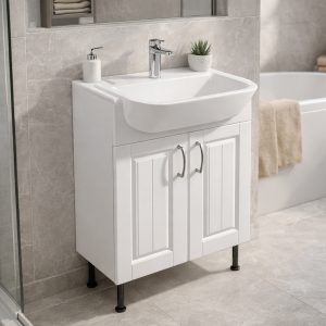 Bathroom Double Door Semi Recessed Basin Unit - Chawton