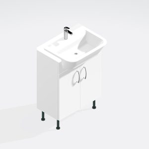 Bathroom Double Door Semi Recessed Basin Unit - Lymington Acrylic