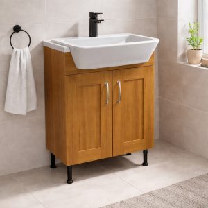 Bathroom Double Door Semi Recessed Basin Unit - Express Cambridge Solid Wood