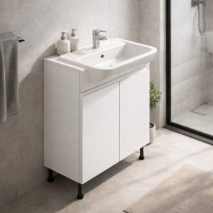 Bathroom Double Door Semi Recessed Basin Unit - Selborne
