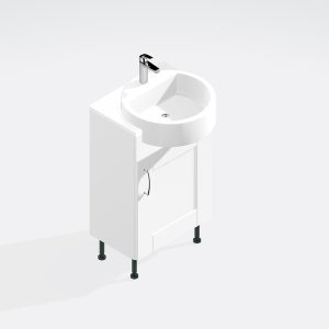 Bathroom Single Door Semi Recessed Basin Unit - Bramshaw