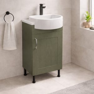 Bathroom Single Door Semi Recessed Basin Unit - Express Cambridge Solid Wood