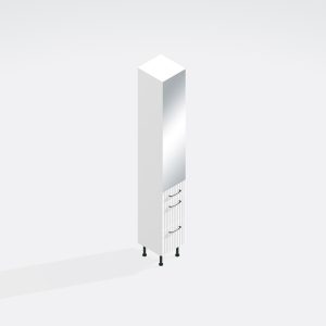 Bathroom Tall Unit 3 Drawer Mirrored -  Brockenhurst