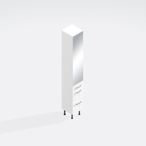 Bathroom  Tall Unit 3 Drawer Mirrored - Wickham