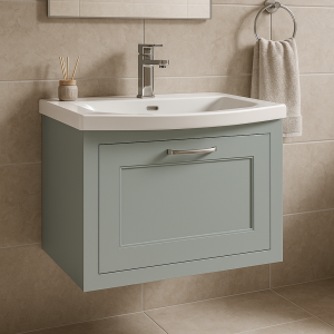 Bathroom 1 Drawer Wall Hung Curve Basin Unit - Wickham