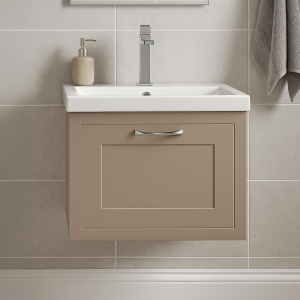 Bathroom 1 Drawer Wall Hung Mid Edge Basin Unit - Wickham