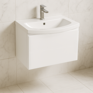 Bathroom 1 Drawer Wall Hung Curve Basin Unit - Express Lucente