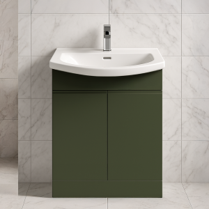 Freestanding Bathroom 2 Door Curved Basin Unit - Express Lucente