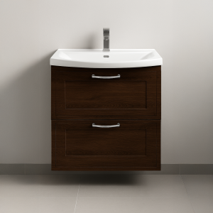 Bathroom 2 Drawer Wall Hung Curve Basin Unit - Wickham
