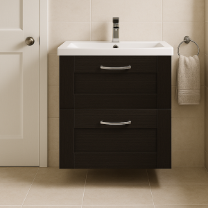 Bathroom 2 Drawer Wall Hung Mid Edge Basin Unit - Bramshaw