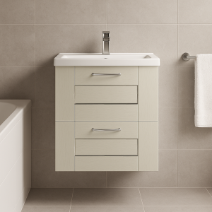 Bathroom 2 Drawer Wall Hung Mid Edge Basin Unit - Express Cartmel