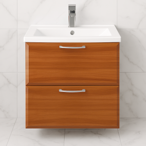 Bathroom 2 Drawer Wall Hung Mid Edge Basin Unit - Hambledon