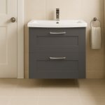 Bathroom  2 Drawer Wall Hung Mid Edge Basin Unit - Express Oxford