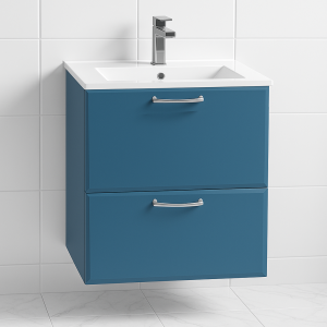 Bathroom 2 Drawer Wall Hung Minimalist Basin Unit - Hambledon