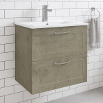 Bathroom  2 Drawer Wall Hung Minimalist Basin Unit - Wickham