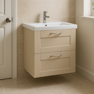 Bathroom 2 Drawer Wall Hung Rear Tap Basin Unit - Bramshaw