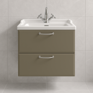 Bathroom 2 Drawer Wall Hung Traditional Basin Unit - Hambledon
