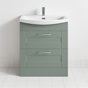 Freestanding Bathroom 2 Drawer Curve Basin Unit - Bramshaw